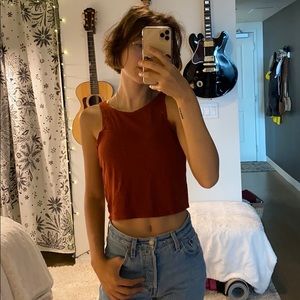 Rusty Red Scuba Cut Crop Top